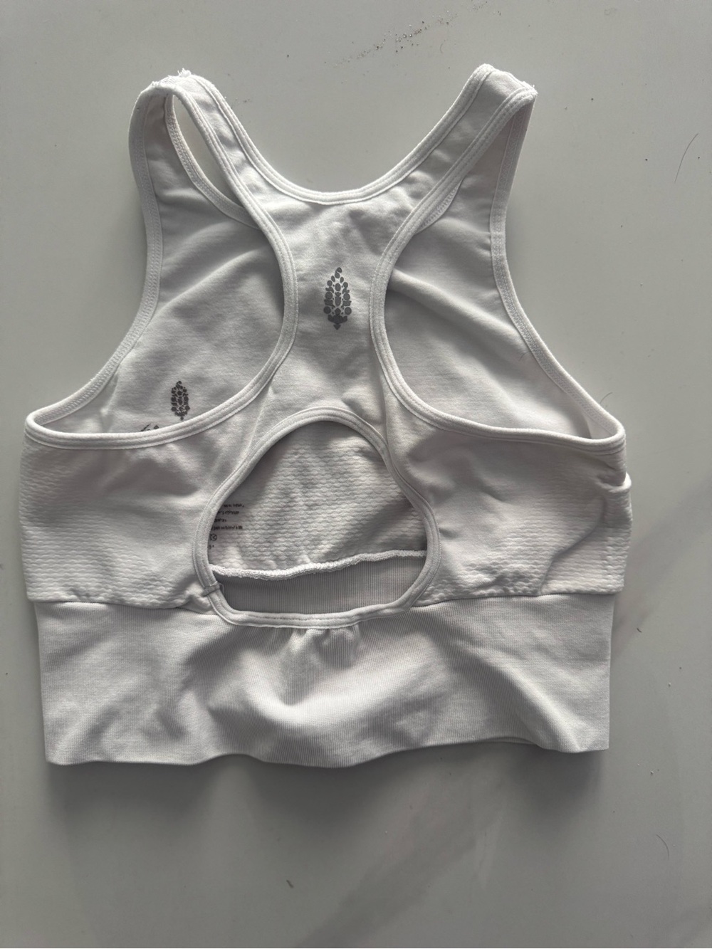 Free People White Racerback Sports Bra with Keyhole Back